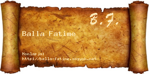 Balla Fatime névjegykártya